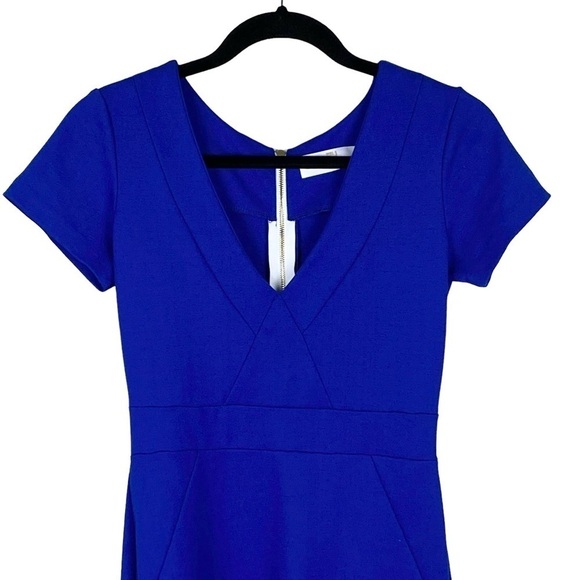 Amanda Uprichard NWT Blue Ponte Knit Sheath Dress Sz S Zipper Back Career Chic - Picture 4 of 9
